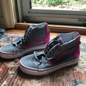 vans pink and grey high tops!